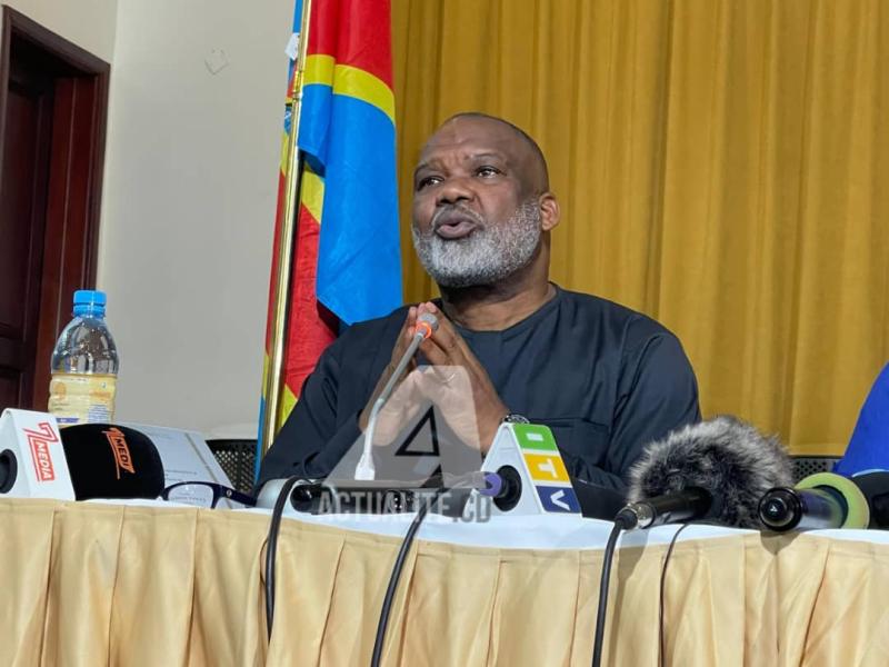 Corneille Nangaa lors d'une conférence de presse à Goma