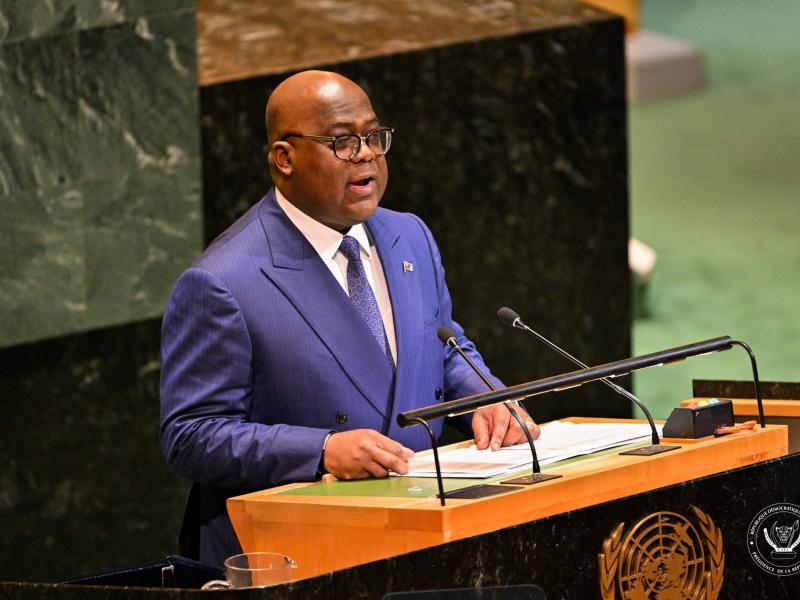Félix Tshisekedi devant la tribune des Nations Unies à New-York, à l’occasion de la 80e session de l’Assemblée générale 