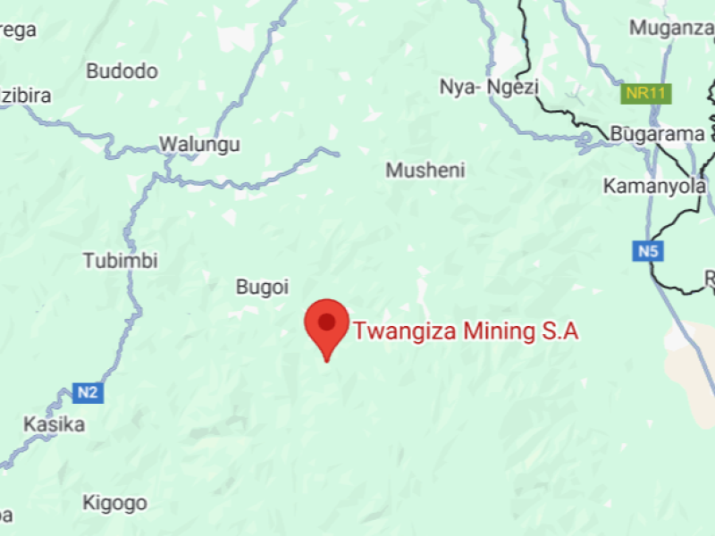 Twangiza Mining sur la carte