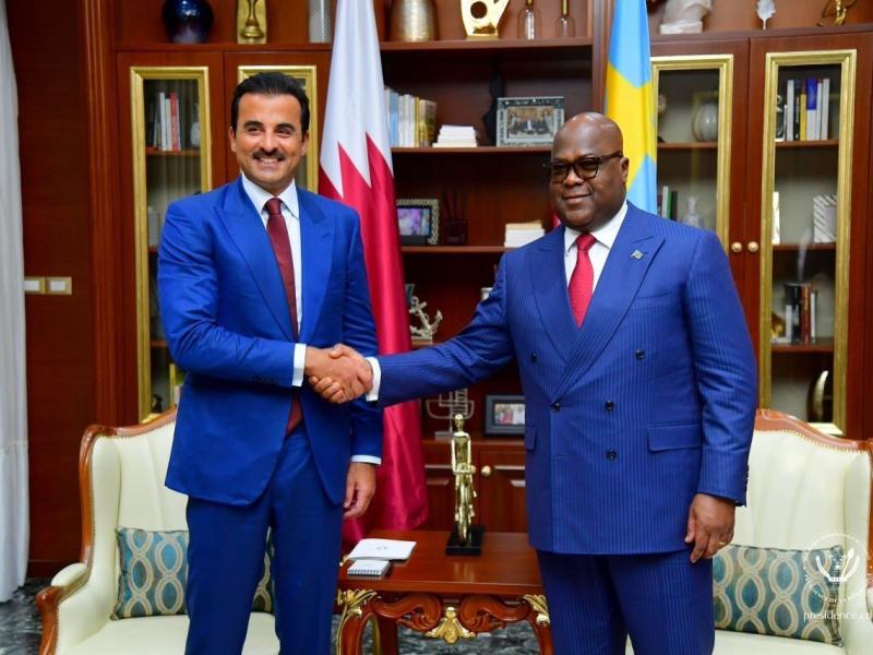 Félix Tshisekedi, président de la RDC et son Altesse Sheikh Tamim Ben Hamad Al Thani, l’Émir du Qatar 