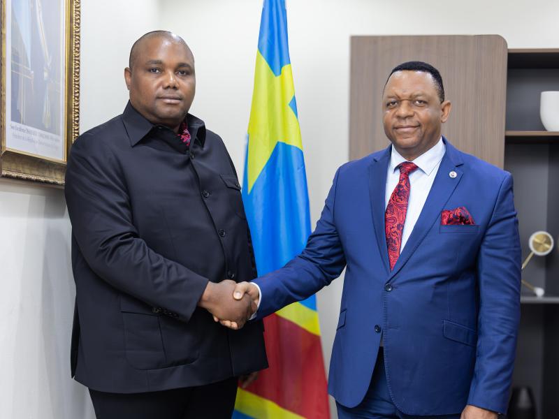  DG Hervé Claude Ntumba Batukonke (en bleu), DGA Blaise Mastaky Birindwa (en noir)
