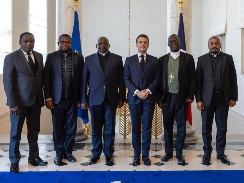 Macron recevant la CENCO et l'ECC à l'Elysée en mars 2025