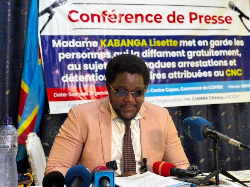 Maître Ciamba Ckiness, l'un des avocats de Lisette Kabanga Tshibwabwa, haut cadre du CNC