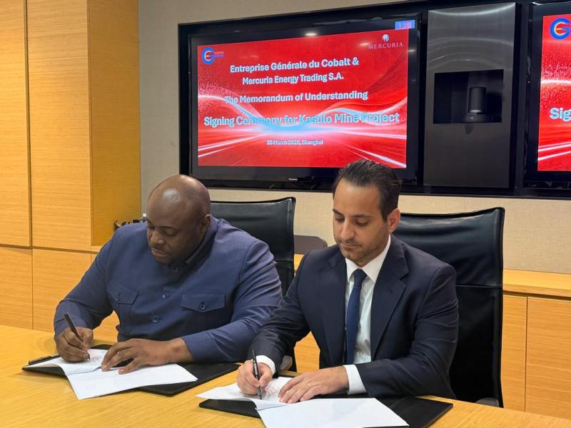 Signature de l'accord entre Mercuria et l’Entreprise Générale du Cobalt 