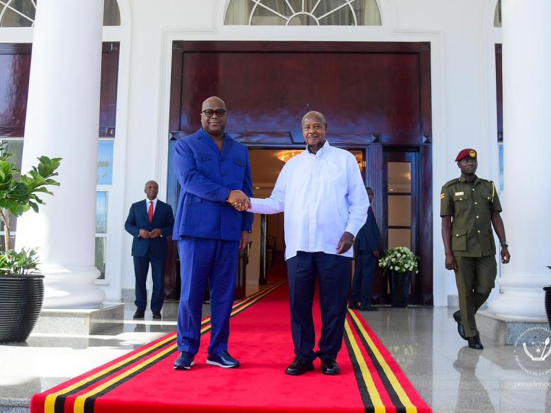 Félix Tshisekedi et Yoweri Museveni à Kampala