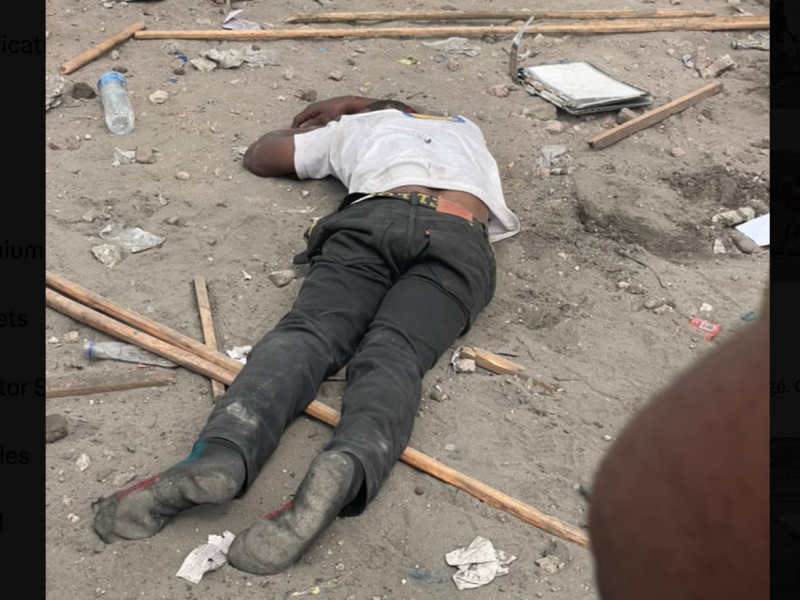 Un militant au sol