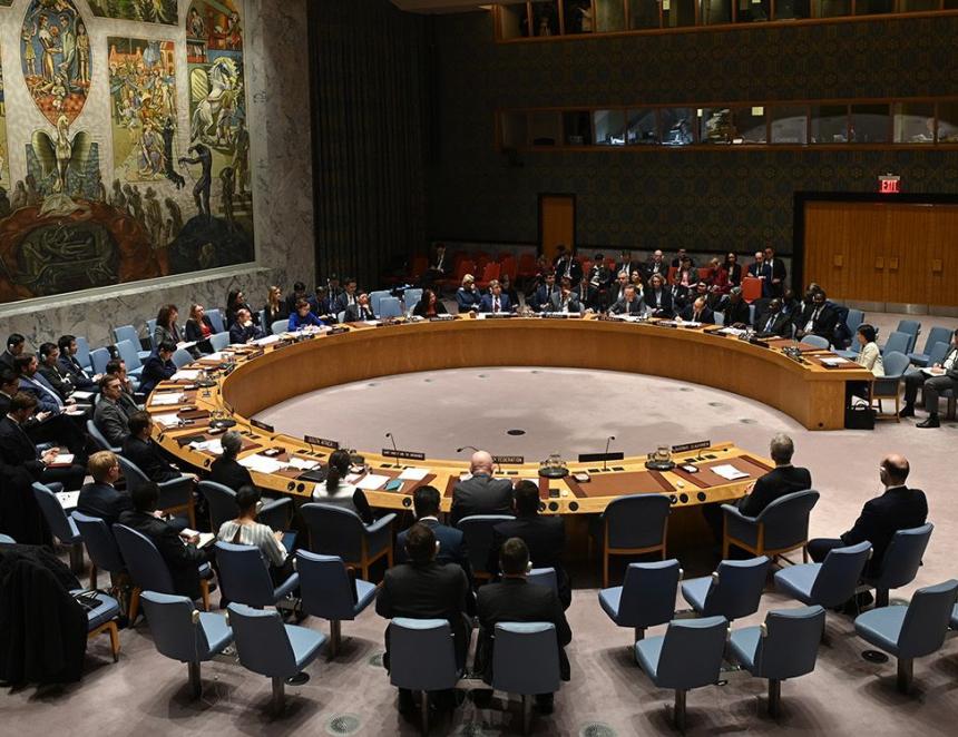 Une photo d'une réunion du conseil de sécurité des Nations unies 