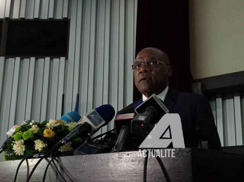 Le VPM Leonard She Okitundu lors du point de presse / Ph/ Christine Tshibuyi Le VPM Leonard She Okitundu lors du point de presse / Ph/ Christine Tshibuyi