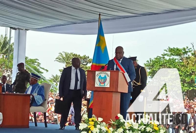 Le président Félix Tshisekedi lors de son discours d'investiture. Le président Félix Tshisekedi lors de son discours d'investiture.