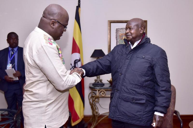 Illustration/Rencontre entre Félix Tshsiekedi et Yoweri Museveni en marge de la 32ème session ordinaire du Conseil exécutif de l’Union africaine à Addis-Abeba (Ethiopie)/Ph droits tiers Illustration/Rencontre entre Félix Tshsiekedi et Yoweri Museveni en marge de la 32ème session ordinaire du Conseil exécutif de l’Union africaine à Addis-Abeba (Ethiopie)/Ph droits tiers