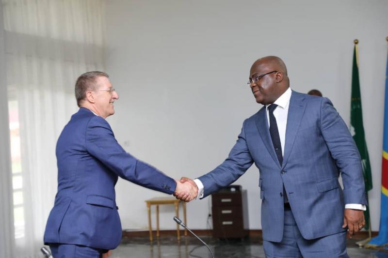 Le président Félix Tshisekedi et Renier Nijskens, Envoyé spécial de Belgique dans la Région des Grands lacs lors d'une rencontre à Kinshasa/Ph Présidence Le président Félix Tshisekedi et Renier Nijskens, Envoyé spécial de Belgique dans la Région des Grands lacs lors d'une rencontre à Kinshasa/Ph Présidence