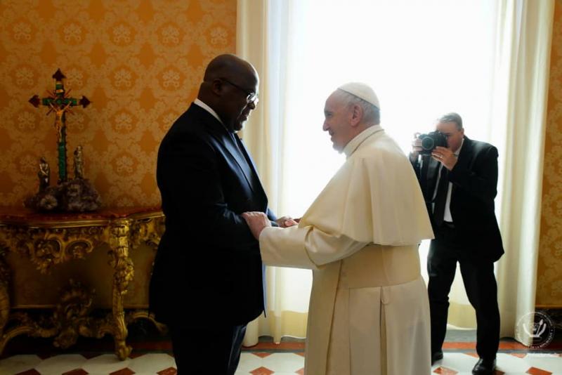 Félix Tshisekedi: « Mon vœu est que cette visite du Saint Père soit le signe annonciateur d’une année pleine de succès tant dans l’organisation des prochaines élections que dans la promotion de la coopération entre la RDC et ses partenaires extérieurs »