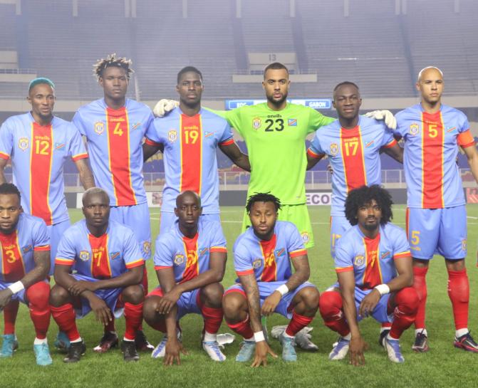 Les Léopards lors d'un match contre le Gabon à Kinshasa en 2022