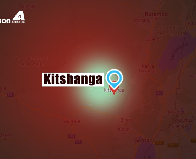 Localisation de la cité de Kitshanga sur carte du Nord-Kivu