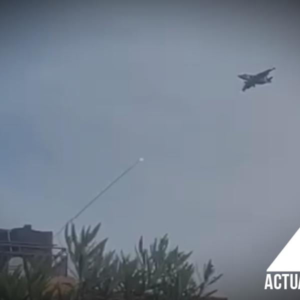 Capture d’écran de la vidéo montrant le tir visant l’avion militaire congolais 