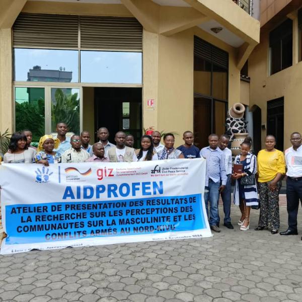 Présentation des résultats de la recherche sur les perceptions des communautés sur la masculinité et les conflits au Nord-Kivu par Aidprofen, vendredi 6 septembre 2024 