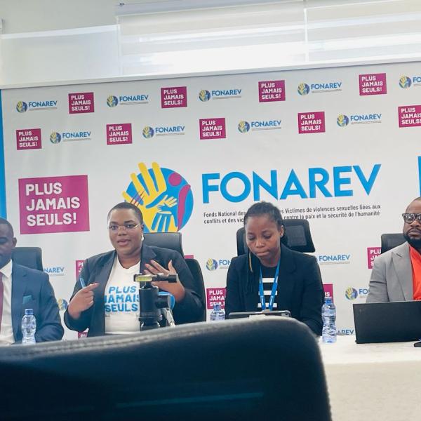 Les membres de FONAREV au cours d'une conférence de presse 