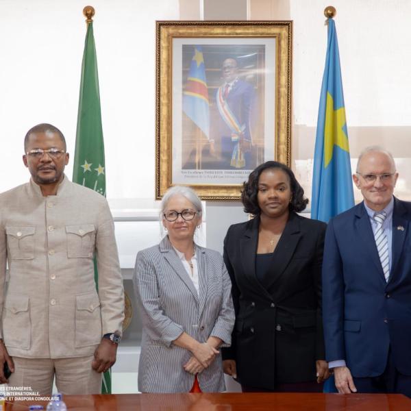 Didier Budimbu, Noëlla Ayeganagato Nakwipon et les chargés d'affaires des ambassades des USA et Canada en RDC
